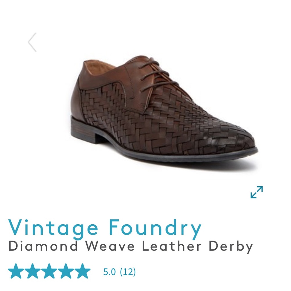 Vintage Foundry Diamond Weave Leather Derby 9.5
